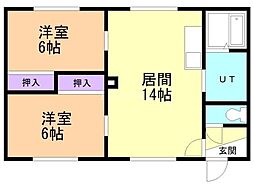 コーポ六条 2LDKの間取図画像