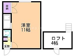 キャッスルホワイト7 ワンルームの間取図画像