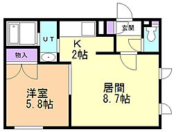 ルミエール西町 1LDKの間取図画像