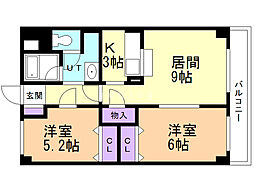 ラパルク緑ケ丘 2LDKの間取図画像