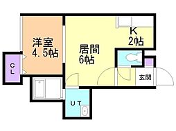 カフリシエ発寒南 1LDKの間取図画像
