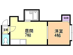 クレアメゾン発寒南 1DKの間取図画像