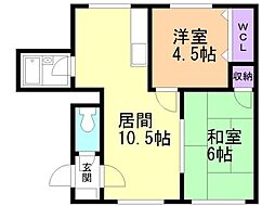エンブレム発寒1-C 2LDKの間取図画像