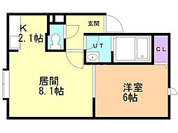 クレール 1LDKの間取図画像