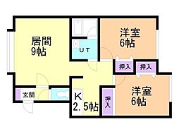 オリンピアラック 2LDKの間取図画像