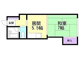 ラベラヴィータ西町 1DKの間取図画像