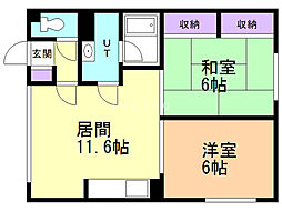 第三アズミコーポ 2LDKの間取図画像