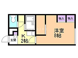 レオパレスロワジール西野C 1Kの間取図画像
