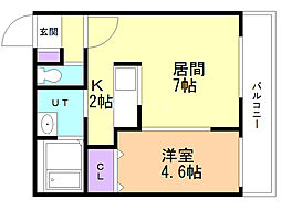 グランドサクセス琴似 1LDKの間取図画像
