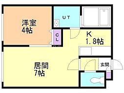 サンテラスKei 1LDKの間取図画像