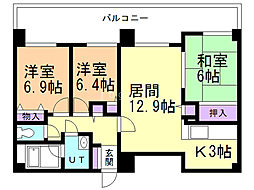 ウエストヒルコート 3LDKの間取図画像