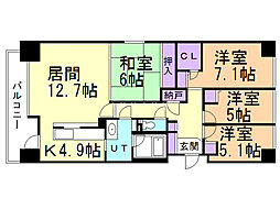 東急ドエルフロントシティ琴似D棟 4LDKの間取図画像