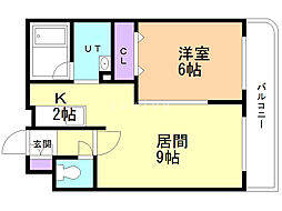シーサイドガーデン銭函 1LDKの間取図画像