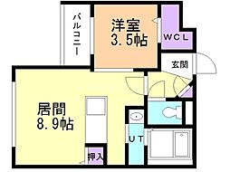 コアハート宮の沢 1LDKの間取図画像