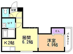 ブランノワールブリエ 1LDKの間取図画像