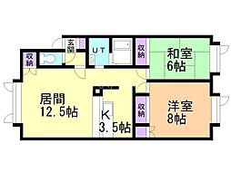ハイツグランデュール2 2LDKの間取図画像