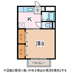 Toscana 1階1Kの間取り