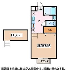コーポこうの2 1Kの間取図画像
