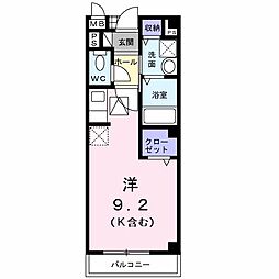 アウローラ桐北 1Kの間取図画像