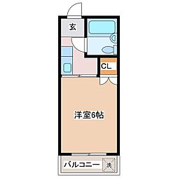 サンリヴァービル 1Kの間取図画像