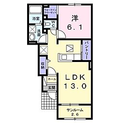 サンスカイ虹 1LDKの間取図画像
