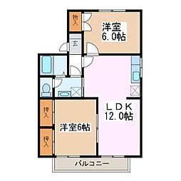 セジュール・小岩井 2LDKの間取図画像