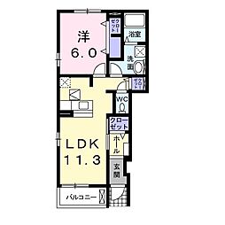 まちうえ 1LDKの間取図画像