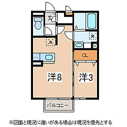 アリスガーデンナカジマC ワンルームの間取図画像