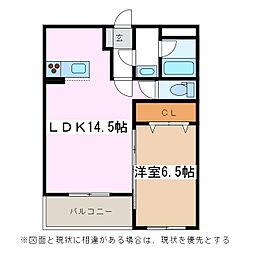 ゼファー 1LDKの間取図画像
