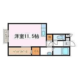 スクエアガーデンB ワンルームの間取図画像
