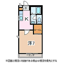グランシード本庄 1Kの間取図画像
