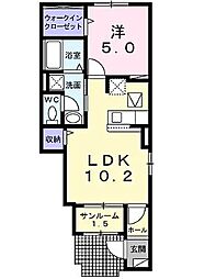 オーチャード桐 1LDKの間取図画像