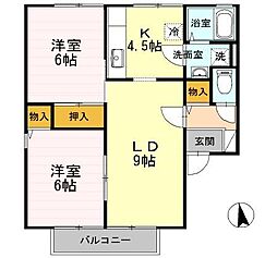 ボンビラス細野A 2LDKの間取図画像