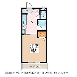 サザンクロス 1Kの間取図画像