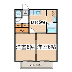 ハーモニーシャープ 2DKの間取図画像