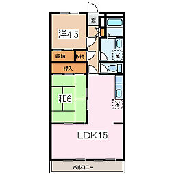 徒士町アパルトメント 2LDKの間取図画像