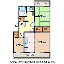 サンフラワーコーポ1号棟 3Kの間取図画像