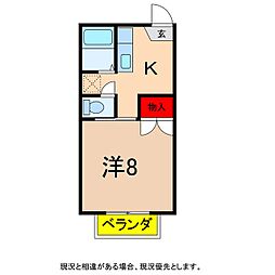 コーポちえ 1階1Kの間取り