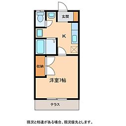Mズハイツ 1Kの間取図画像