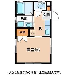 おんたけコーポC 1階1Kの間取り