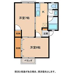 パナハイツカインド 2階2Kの間取り