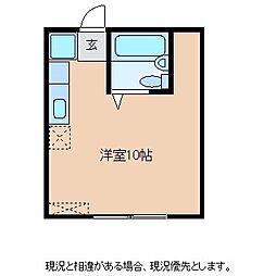 清水アパート 1階ワンルームの間取り