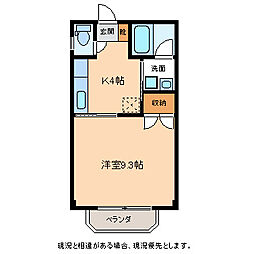 マイティプラザI 2階1Kの間取り
