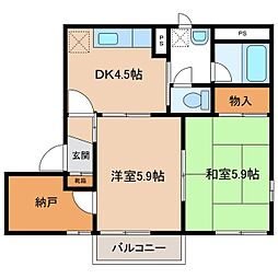 ディアス広畑B 1階2SKの間取り
