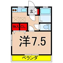 ハイツサンエイト 1階1Kの間取り