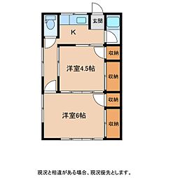 スカイハイツ 1階2Kの間取り