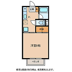 コーポ陽明6 1階1Kの間取り
