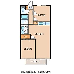 グリーンヒルズ大前 2階2LDKの間取り