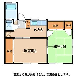喜楽荘 2Kの間取図画像