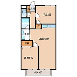 サープラススリーハイツ緑ヶ丘 2LDKの間取図画像